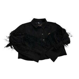 Black Cropped Fringe Jacket